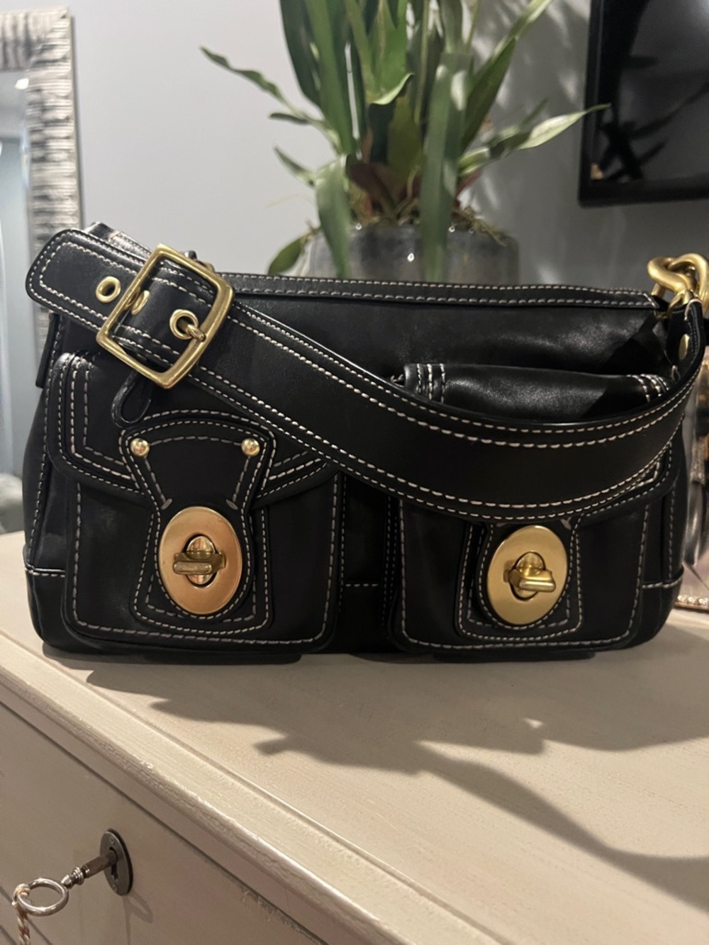 Vintage Coach  Black Leather Legacy Mandy Bag with Gold Hardware - Picture 3 of 9